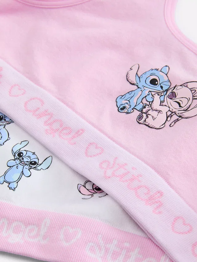 2pk disney's stitch and angel seamless crop tops