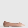 Faux leather ballerina bow flats