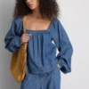 Paula echevarrÃa denim puff-sleeve top